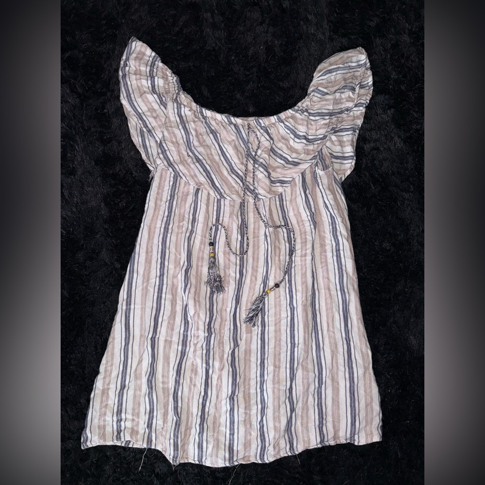 VENUS Brown and Blue Striped Dress